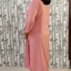 Blush Pink Tip Top Rayon Kurti Pant Set with Kaudi Hem & Metal Accents