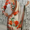 Floral Placement Print Kurta Pant Dupatta Set – Soft Cotton Blend (3-Piece)