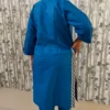 Royal Blue Cotton Kurti Pant Co-ord Set with Lace Detailing