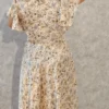 Printed Satin Midi Dress with Umbrella Sleeves