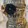 Warli Print Art Silk Frock with Handmade Flower