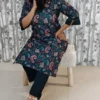 Navy Blue Paisley - Lakhnavi Linen 2-Piece Set