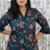 Navy Blue Paisley - Lakhnavi Linen 2-Piece Set