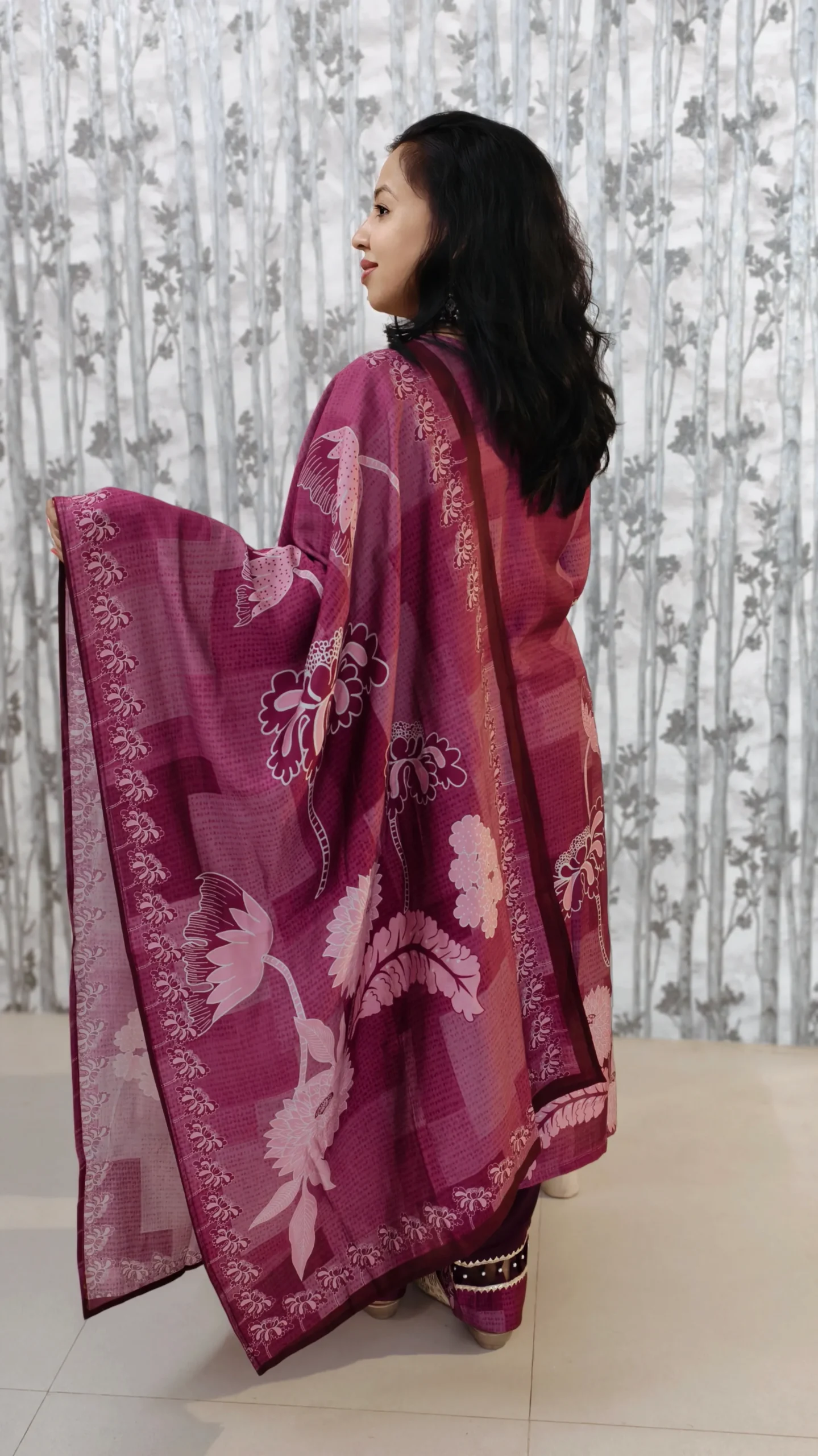Wine Pink Bloom - Muslin 3-Piece Set