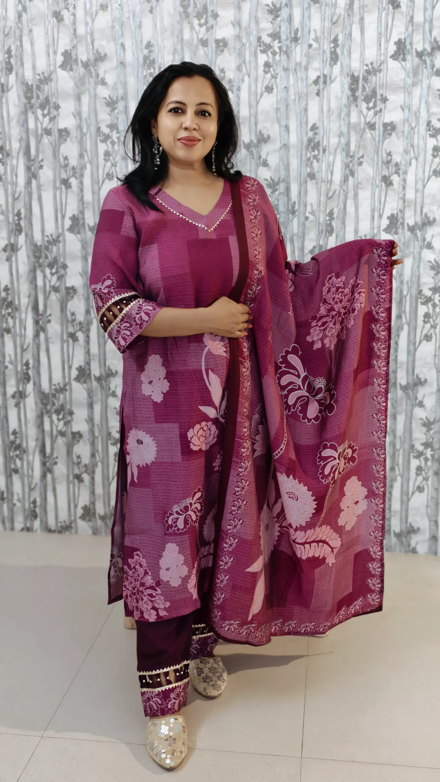 Wine Pink Bloom - Muslin 3-Piece Set