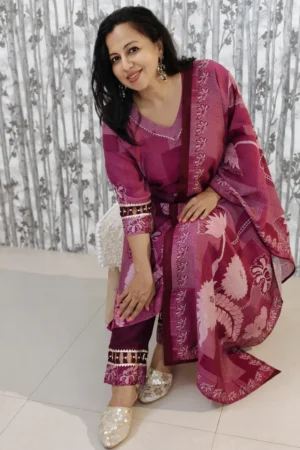 Wine Pink Bloom - Muslin 3-Piece Set