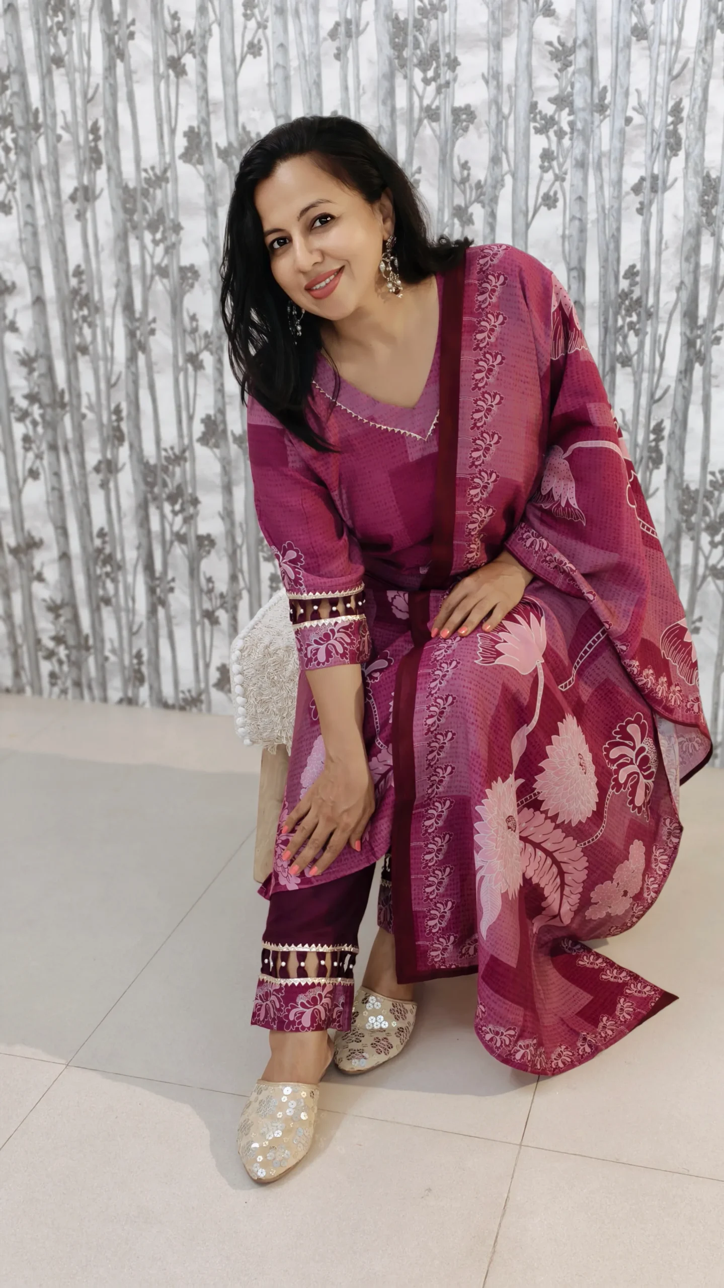 Wine Pink Bloom - Muslin 3-Piece Set
