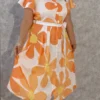 Sunburst Bloom - Crepe Midi Dress with Wing Collar