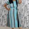Aqua Stripes - Crepe Midi Dress