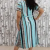 Aqua Stripes - Crepe Midi Dress