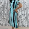 Aqua Stripes - Crepe Midi Dress