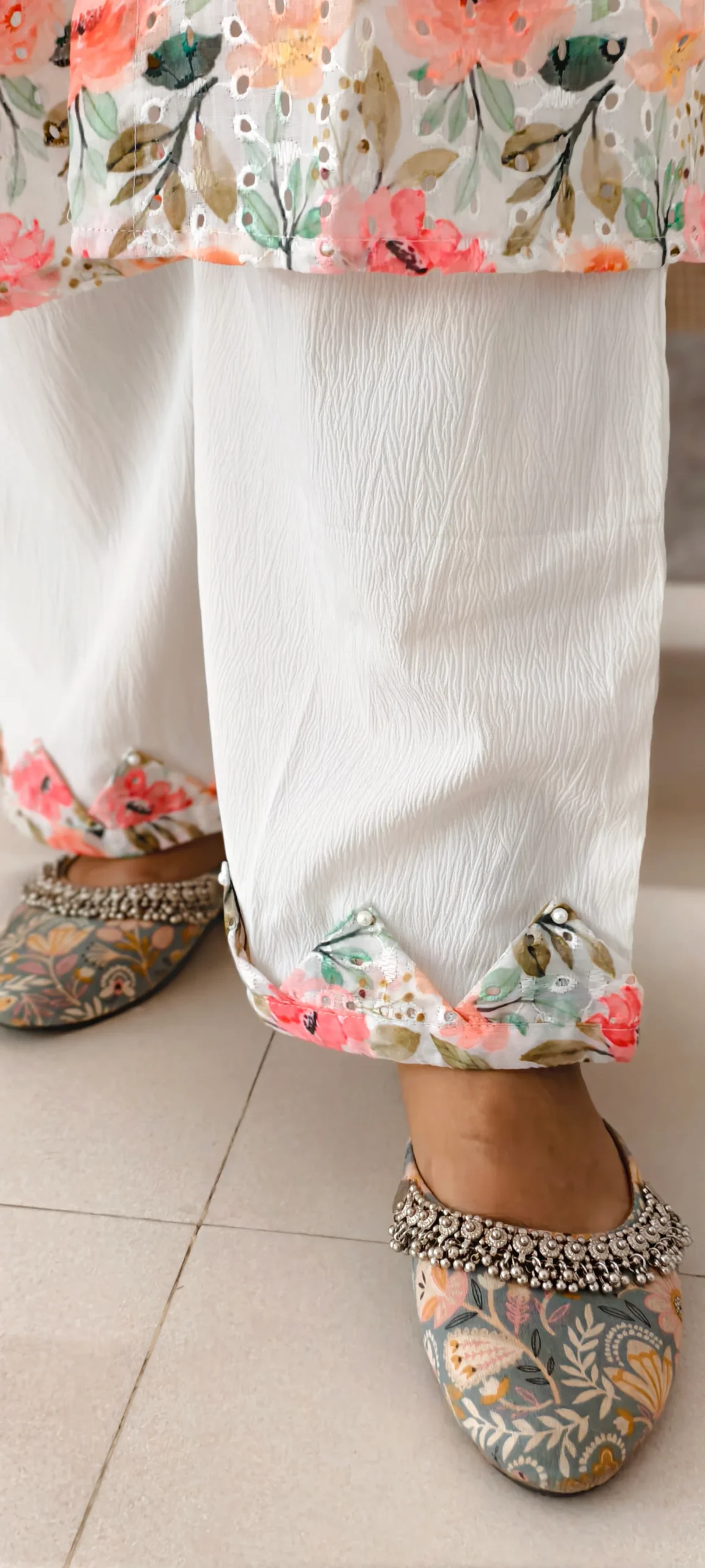 Peach Blossom Hakoba Poly Cotton Kurti-Pant Set