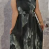 Digital Floral Print Wrinkled Chiffon Midi