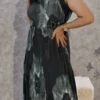 Digital Floral Print Wrinkled Chiffon Midi