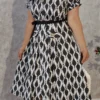 Black Handblock Katha Cotton Midi Dress