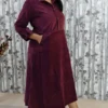 Wine Corduroy Midi Dress – Winter Workwear Essential