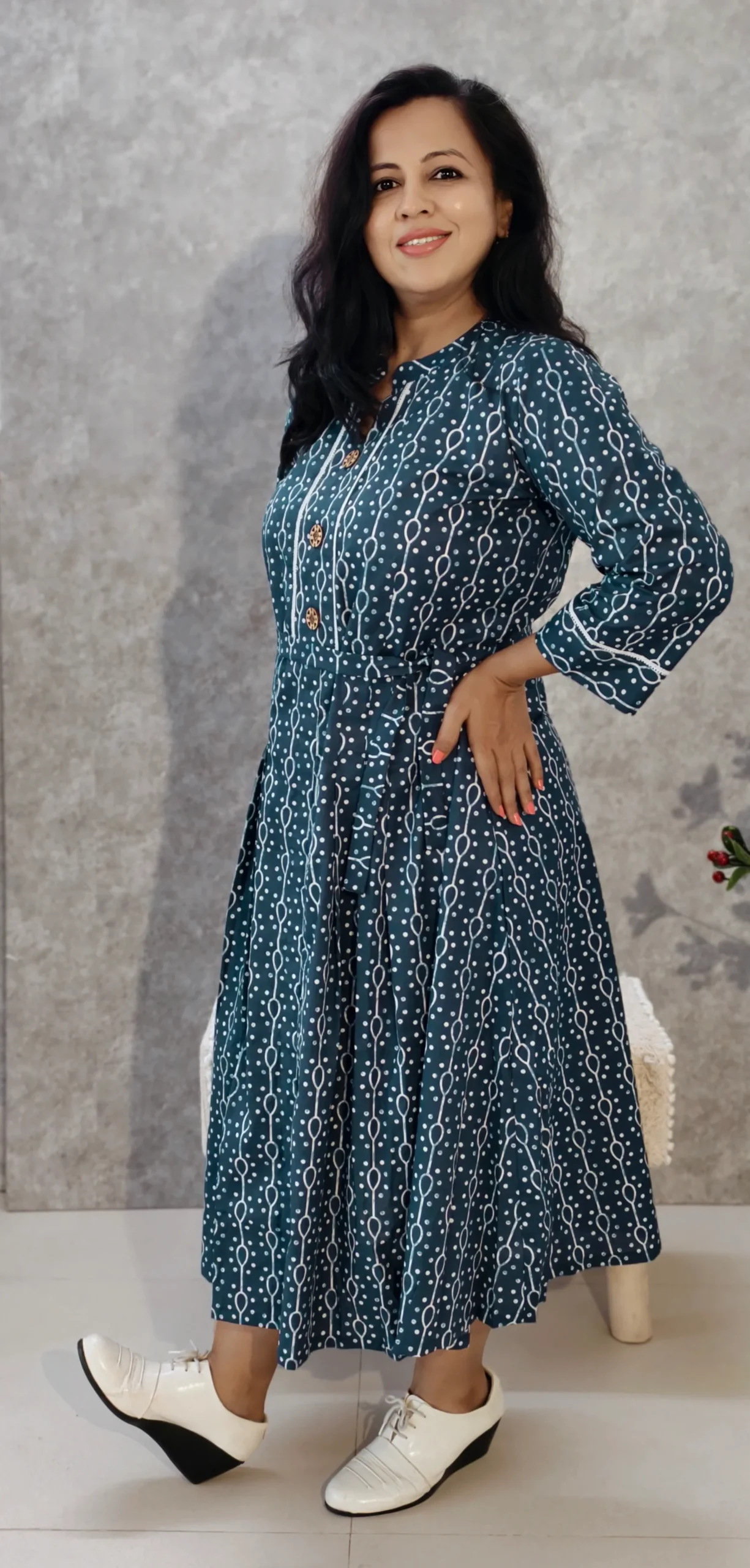 Indigo Handblock Printed Premium Cotton Midi