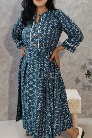 Indigo Handblock Printed Premium Cotton Midi