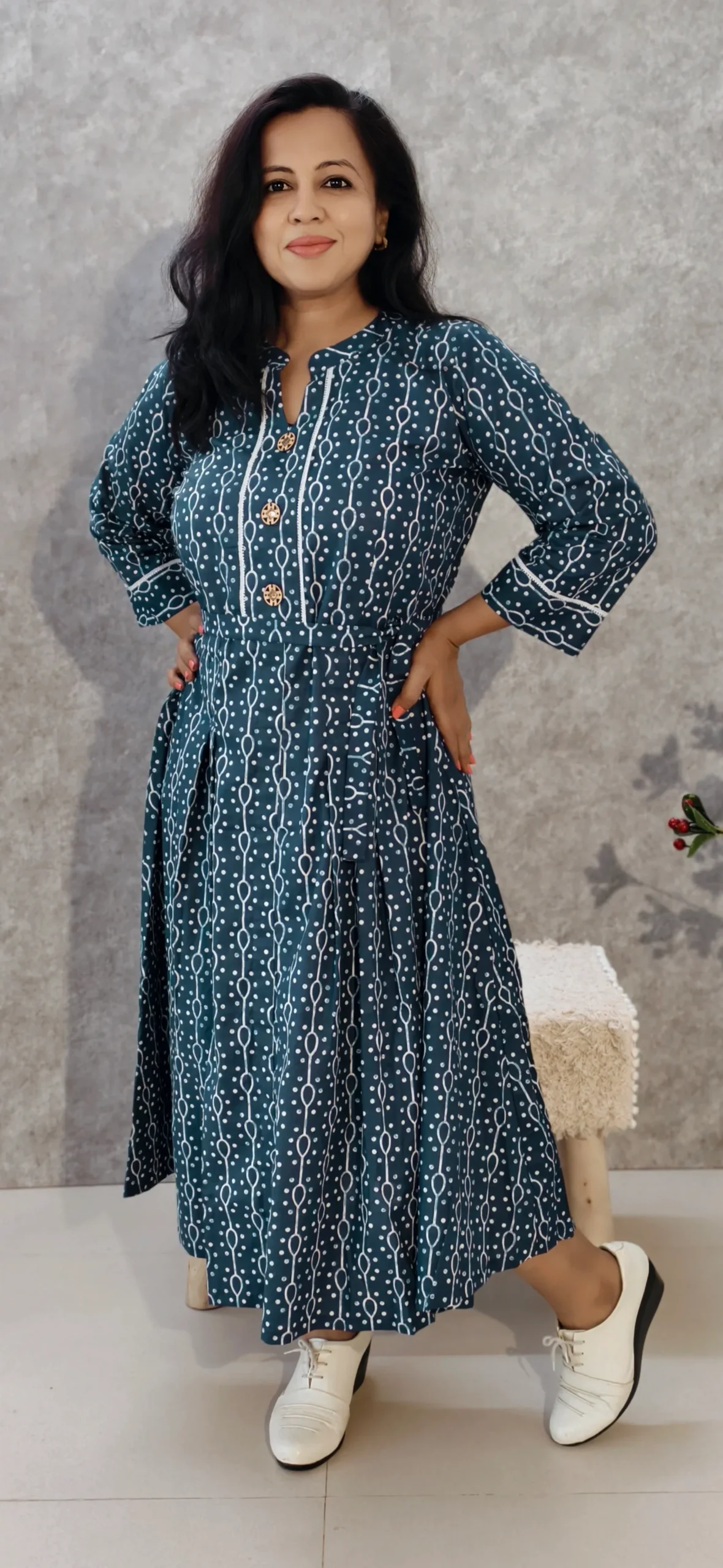 Indigo Handblock Printed Premium Cotton Midi