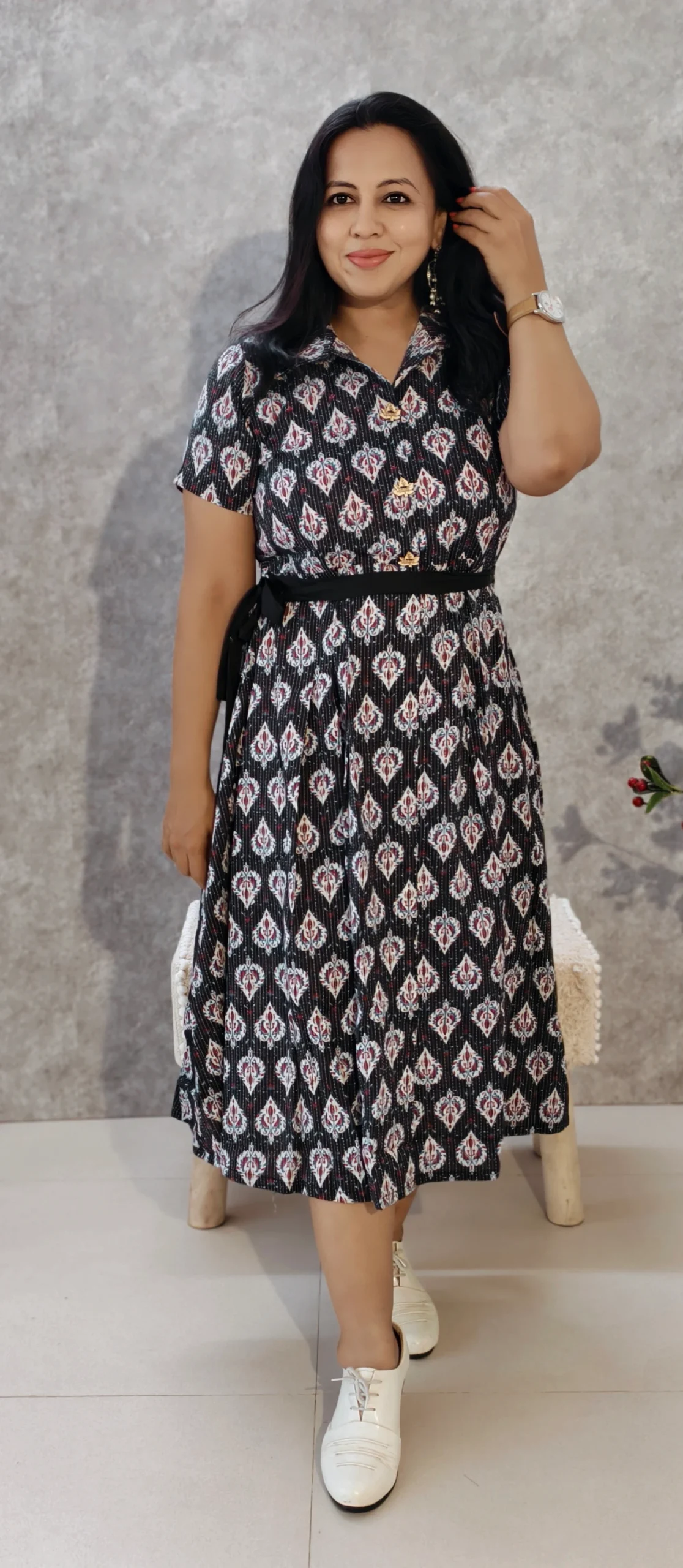 Katha Cotton Printed Midi Dress
