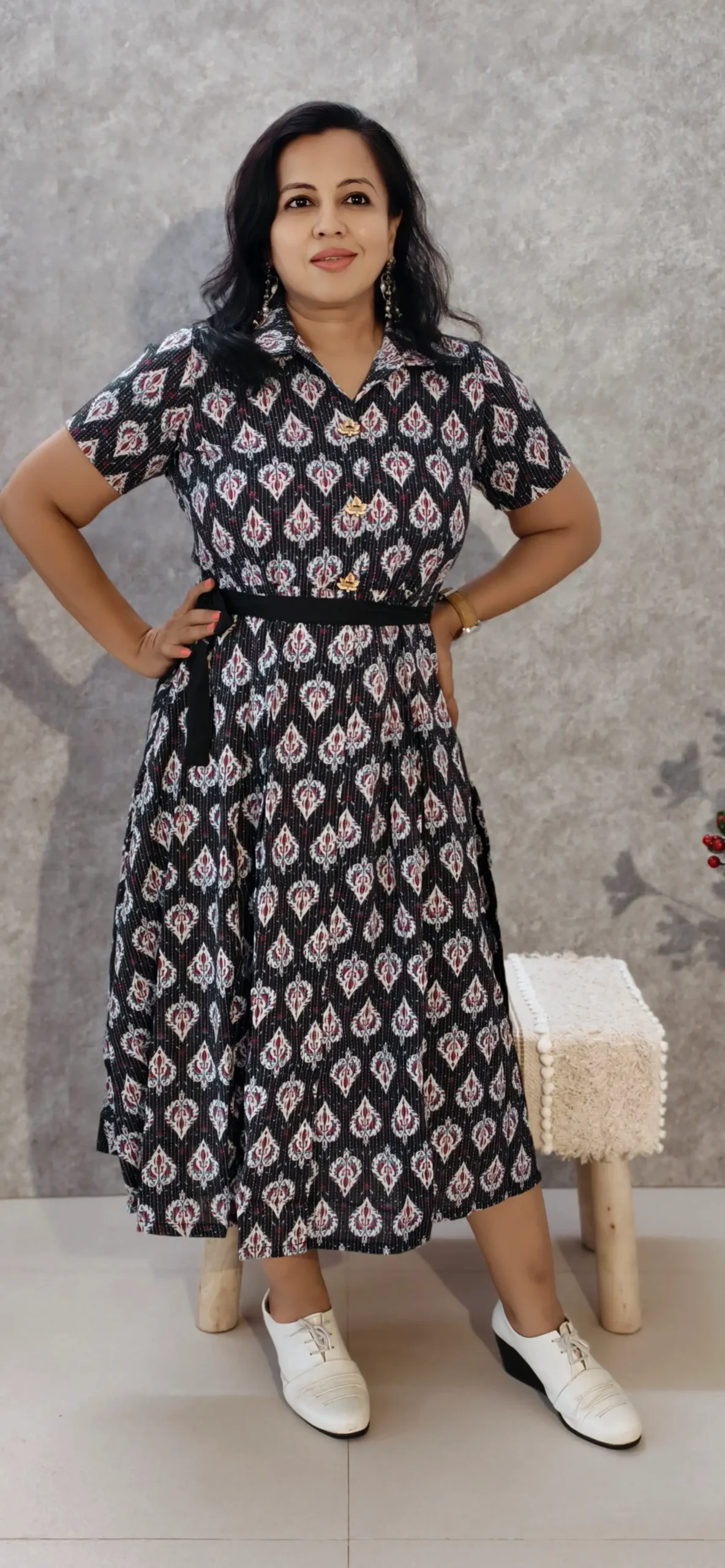 Katha Cotton Printed Midi Dress