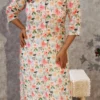 Peach Blossom Hakoba Poly Cotton Kurti-Pant Set