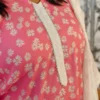 Pink Cotton Rayon Co-ord Set with Embroidered Chiffon Dupatta