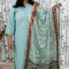 Mint Elegance Poly Cotton Coord Set with Brasso Dupatta