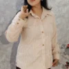 Brown Striped Shirt in Poly Cotton