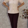 Brown Striped Puff Sleeve Top