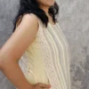 Lemon Beige Panel Kurti with Lace Detailing