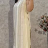Lemon Beige Panel Kurti with Lace Detailing