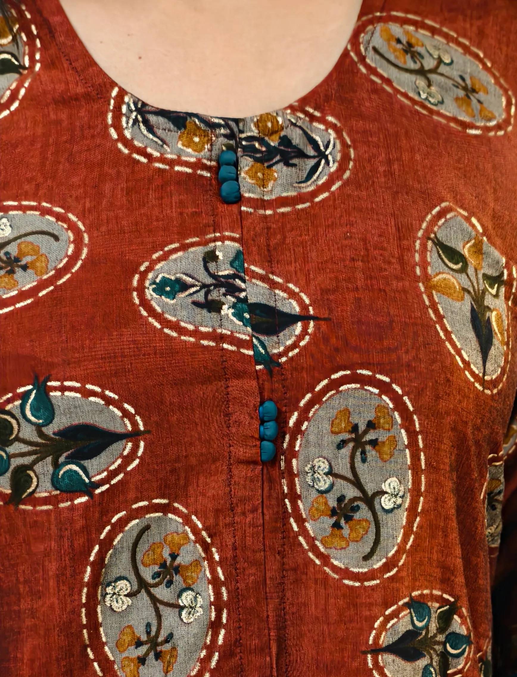Maroon Rayon Kurti with Front Slit