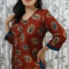 Maroon Rayon Kurti with Front Slit