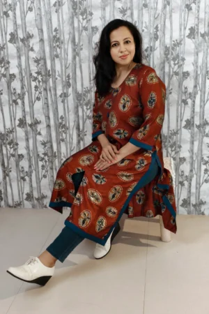 Maroon Rayon Kurti with Front Slit