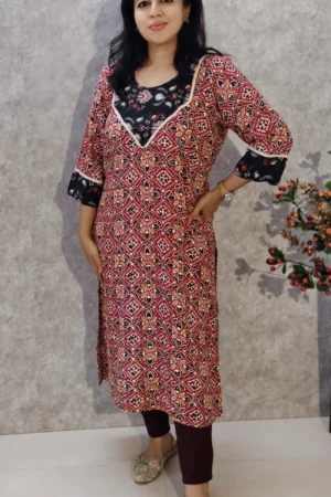 Ajrakh Print Rayon Kurti