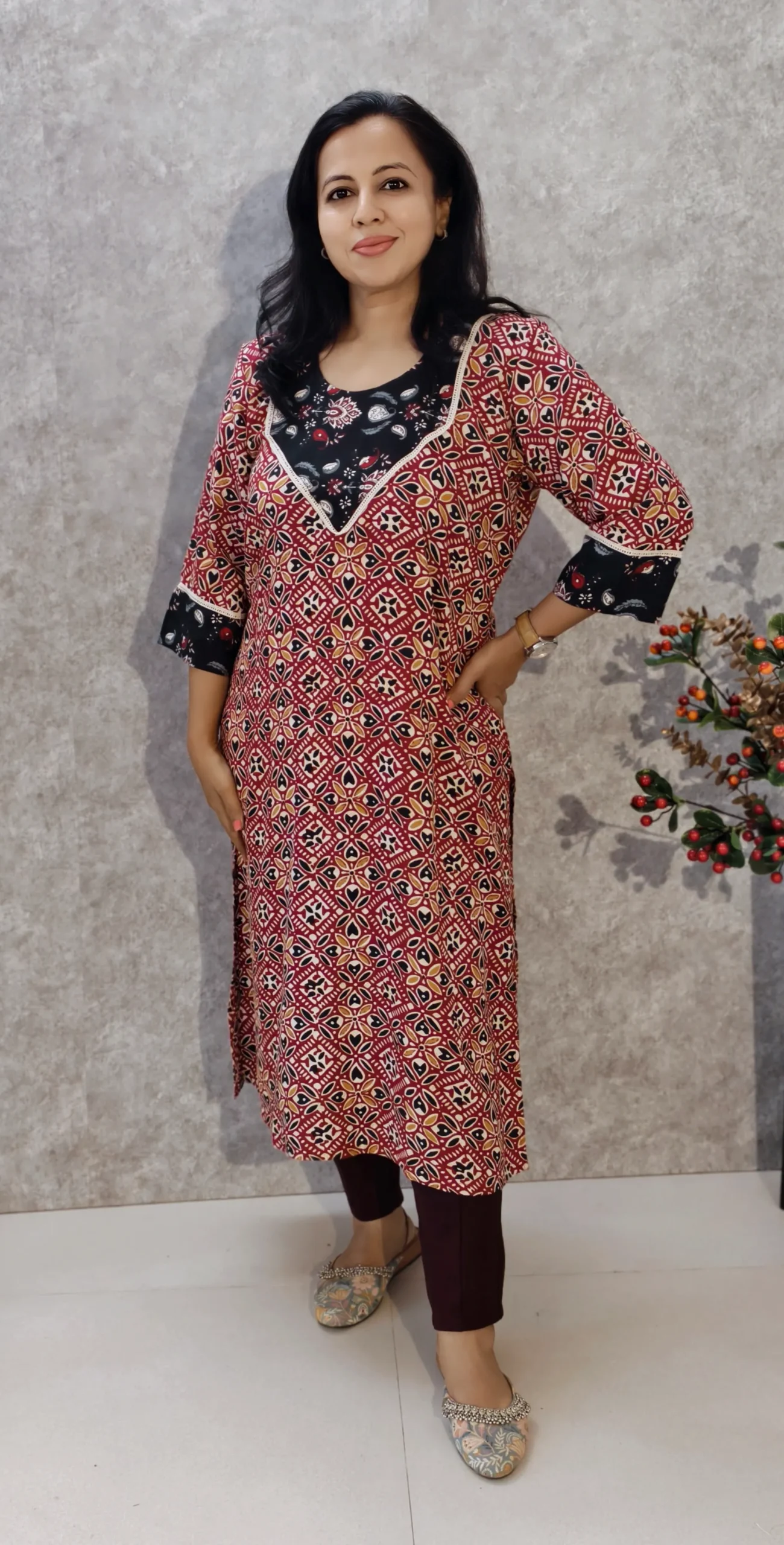 Ajrakh Print Rayon Kurti