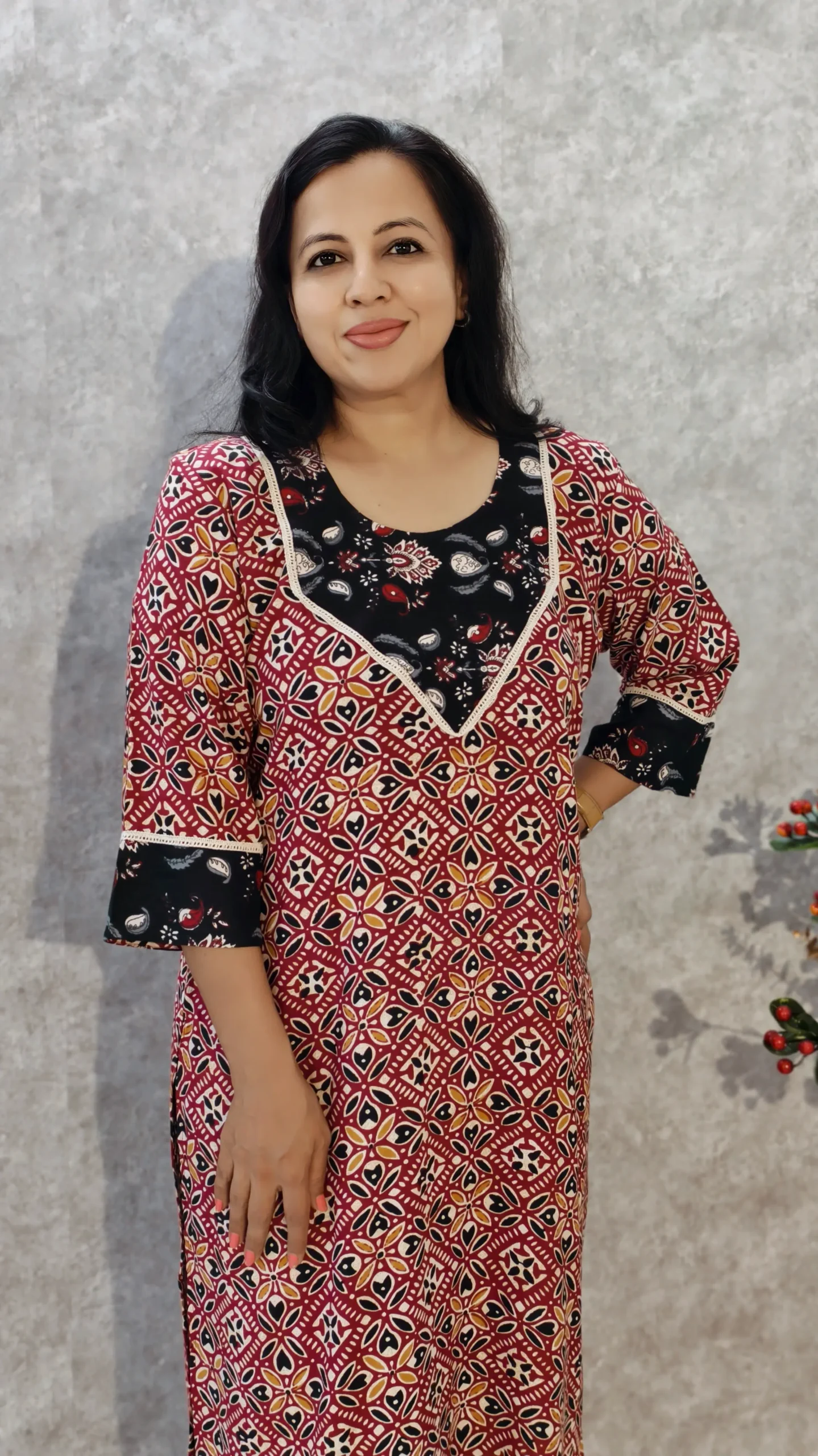 Ajrakh Print Rayon Kurti