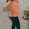Coral Peach Crush Cotton Sleeveless Top