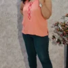 Coral Peach Crush Cotton Sleeveless Top