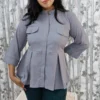 Purplish Grey Peplum Top
