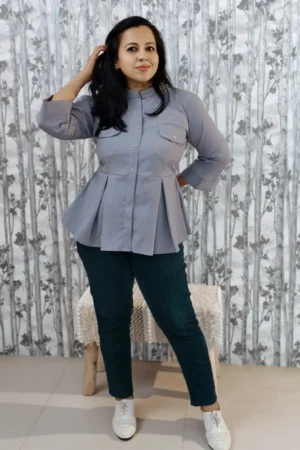 Purplish Grey Peplum Top