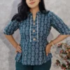 Indigo Printed Peplum Top