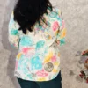 White Linen Shirt with Multicolor Digital Print
