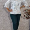 White Printed Flannel Winter Office Top