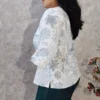 White Printed Flannel Winter Office Top