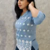 Dusty Blue Chambray Cotton Hakoba Embroidered Top
