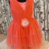 Peach Layered Net Frock with Satin Base