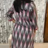 Bhagalpuri Ikat Kurti Pant Set – Grey, Pink & White with Appliqué Detailing