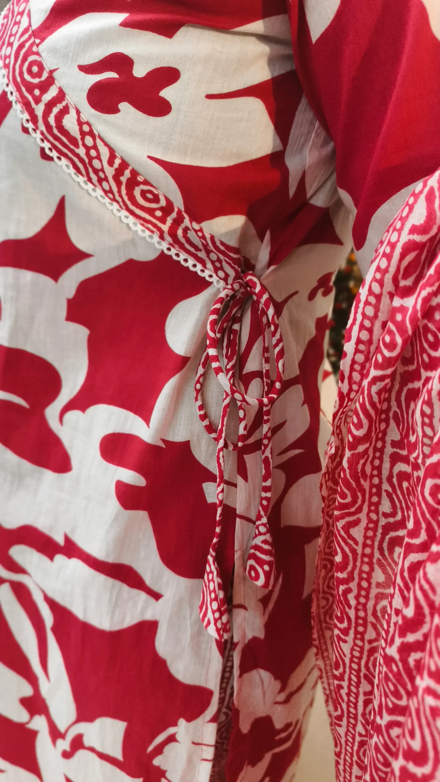 Pink & White Mulmul Handblock Print 3-Piece Set – Angarkha Style